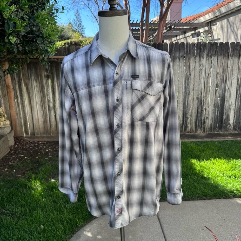 Columbia Mens Size Large Long Sleeve Omni Dry Plaid Shirt